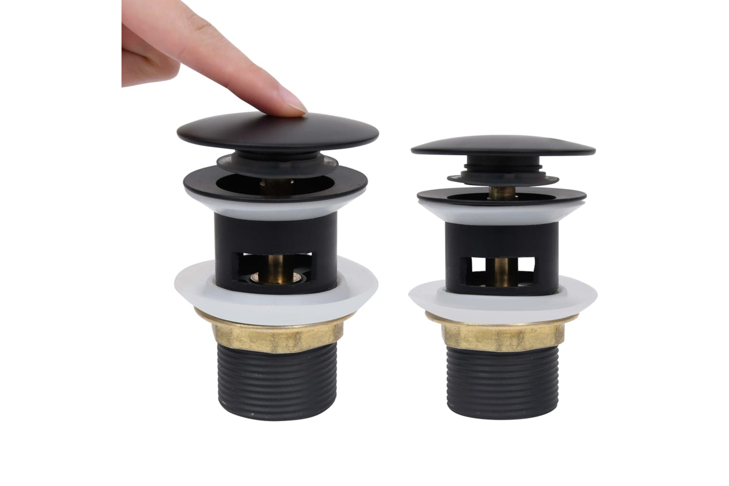 vidaXL 149056 Push Drain With Overflow Function Black 6.4x6.4x9.1cm-2