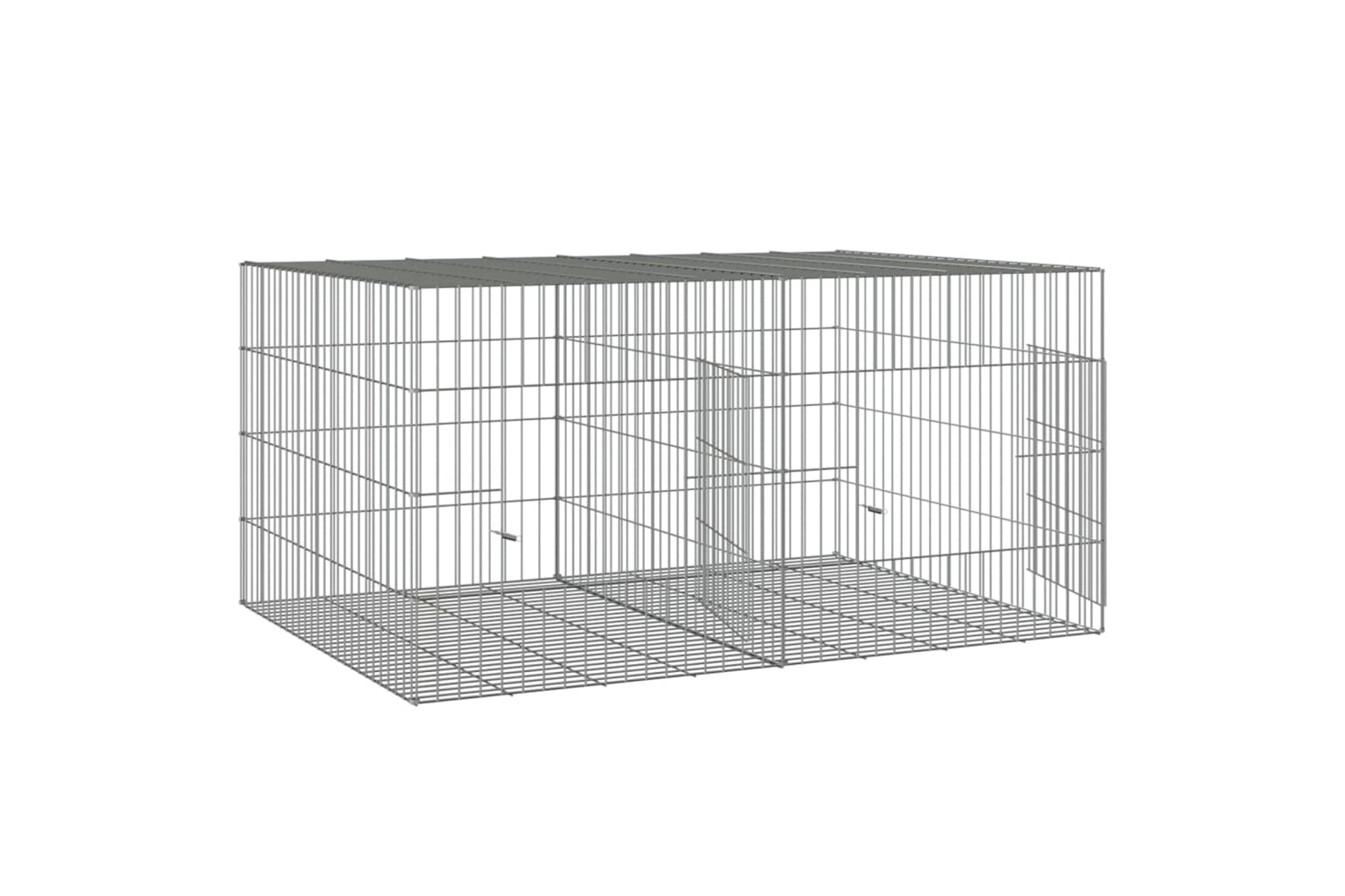 vidaXL 171568 2-panel Rabbit Cage 110x79x54cm Galvanised Iron-3