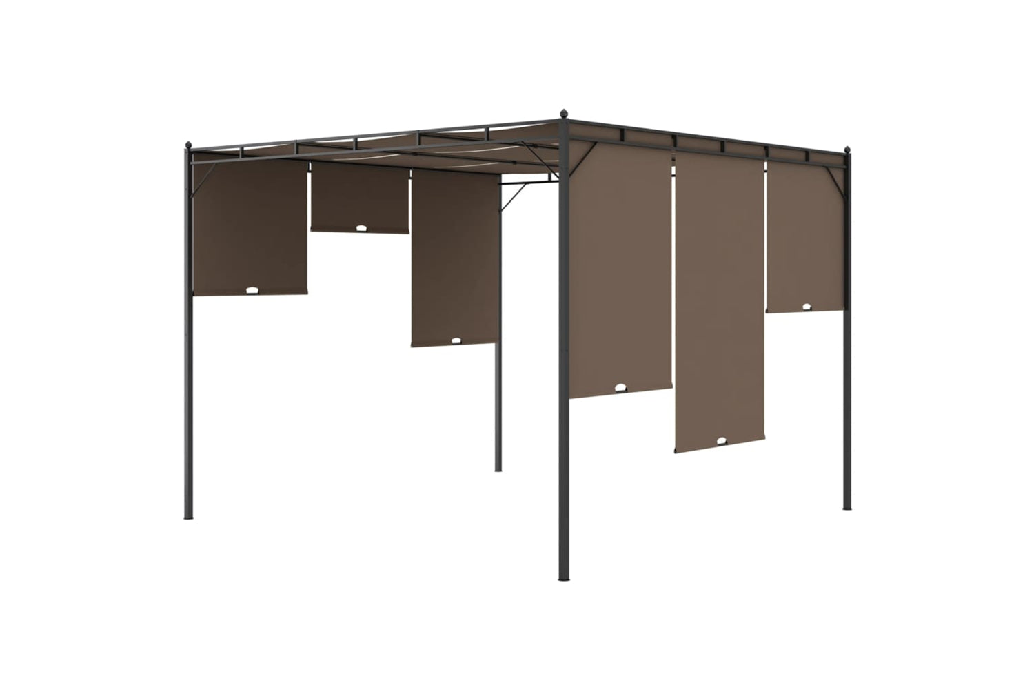 Vidaxl 312263 Garden Gazebo With Side Curtain 3x3x2.25 M Taupe-7