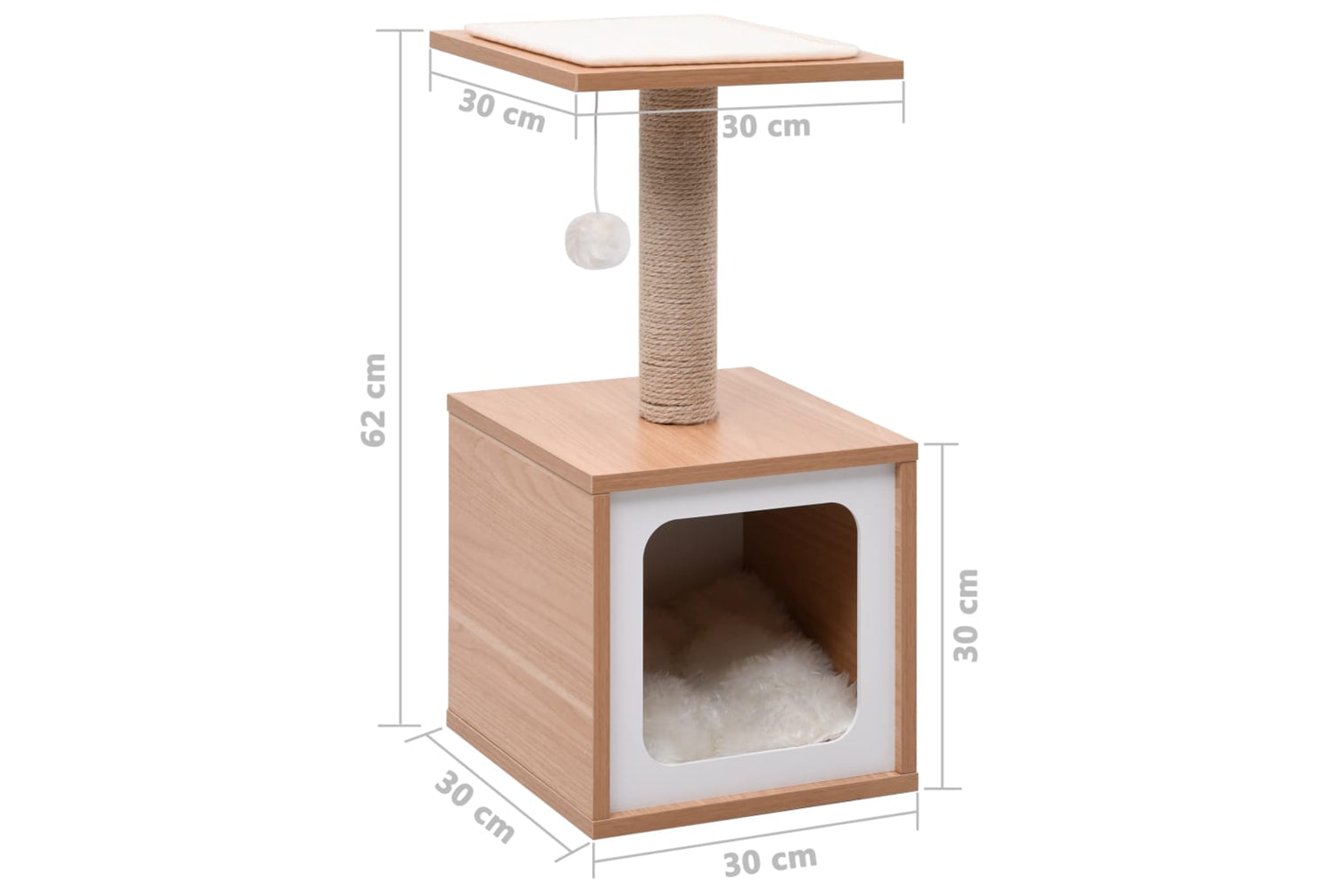 vidaXL 170931 Cat Tree With Sisal Scratching Mat 62cm-7