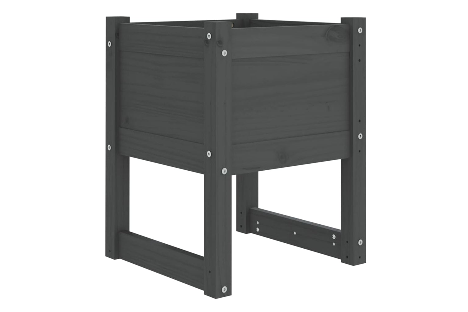 vidaXL 822112 Planters 2 Pcs Grey 40x40x52.5cm Solid Wood Pine-3