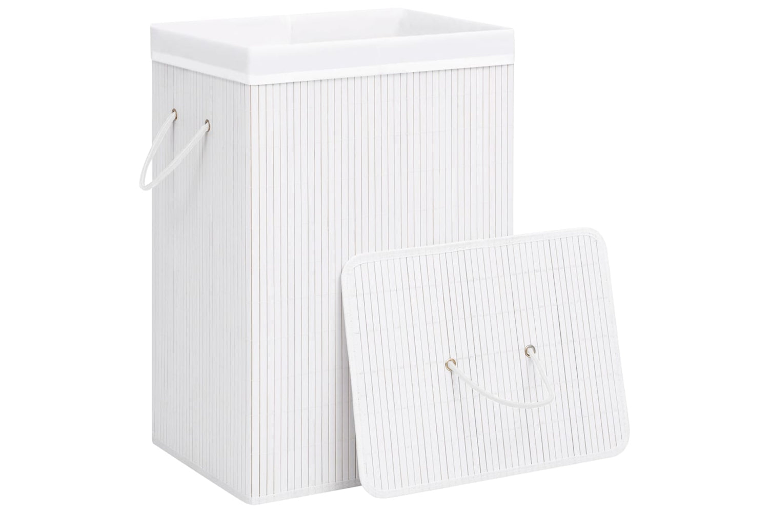 Vidaxl 320751 Bamboo Laundry Basket White-3