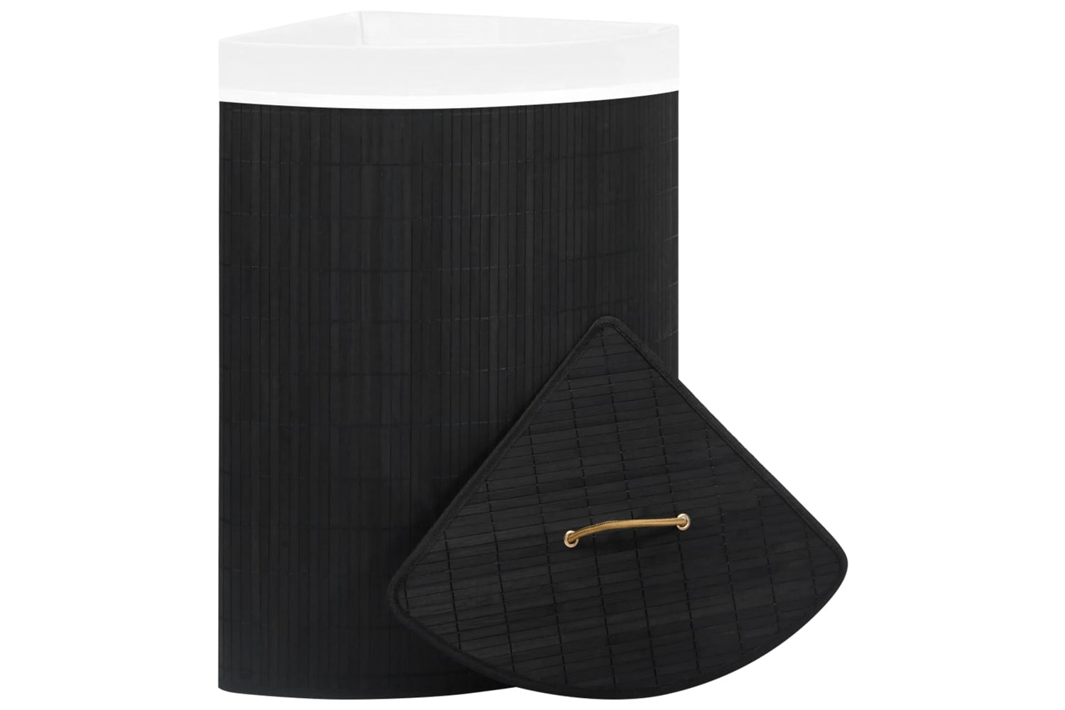 Vidaxl 320762 Bamboo Corner Laundry Basket Black 60 L-3
