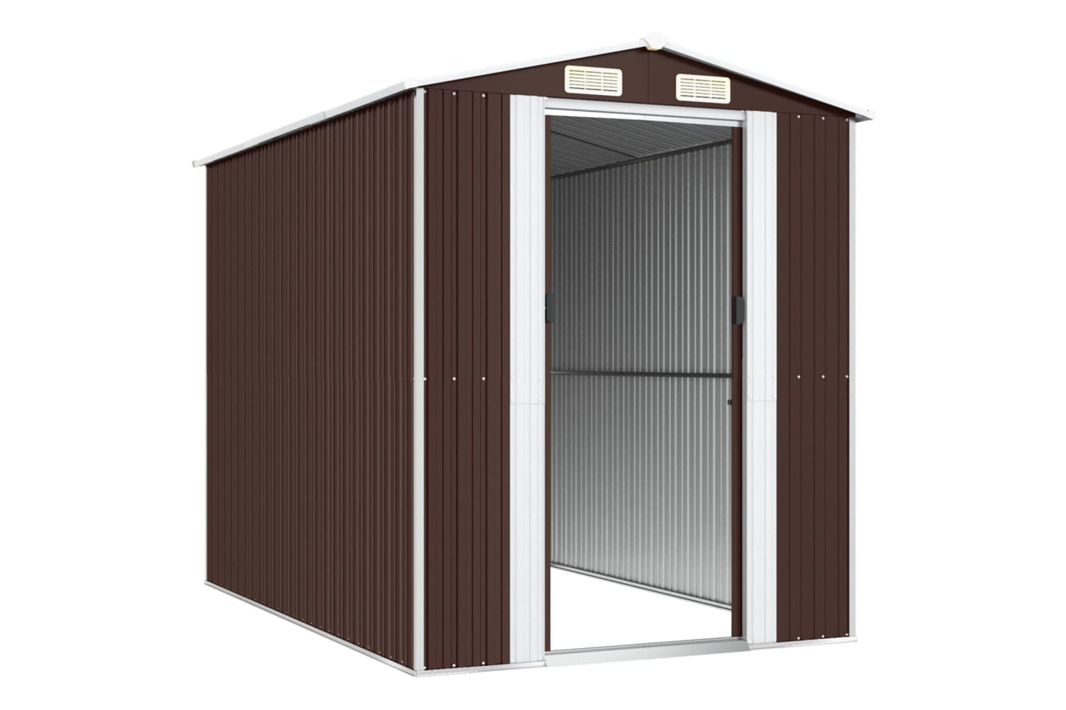 vidaXL 3147461 Garden Shed Dark Brown 192x274x223cm Galvanised Steel-3