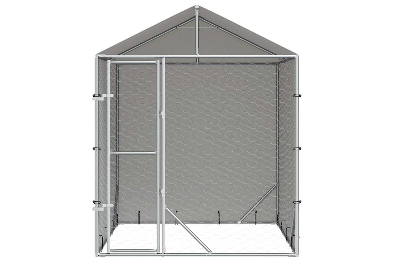 Vidaxl Outdoor Dog Kennel With Roof Silver 2x2x2.5 M Galvanised Steel-3