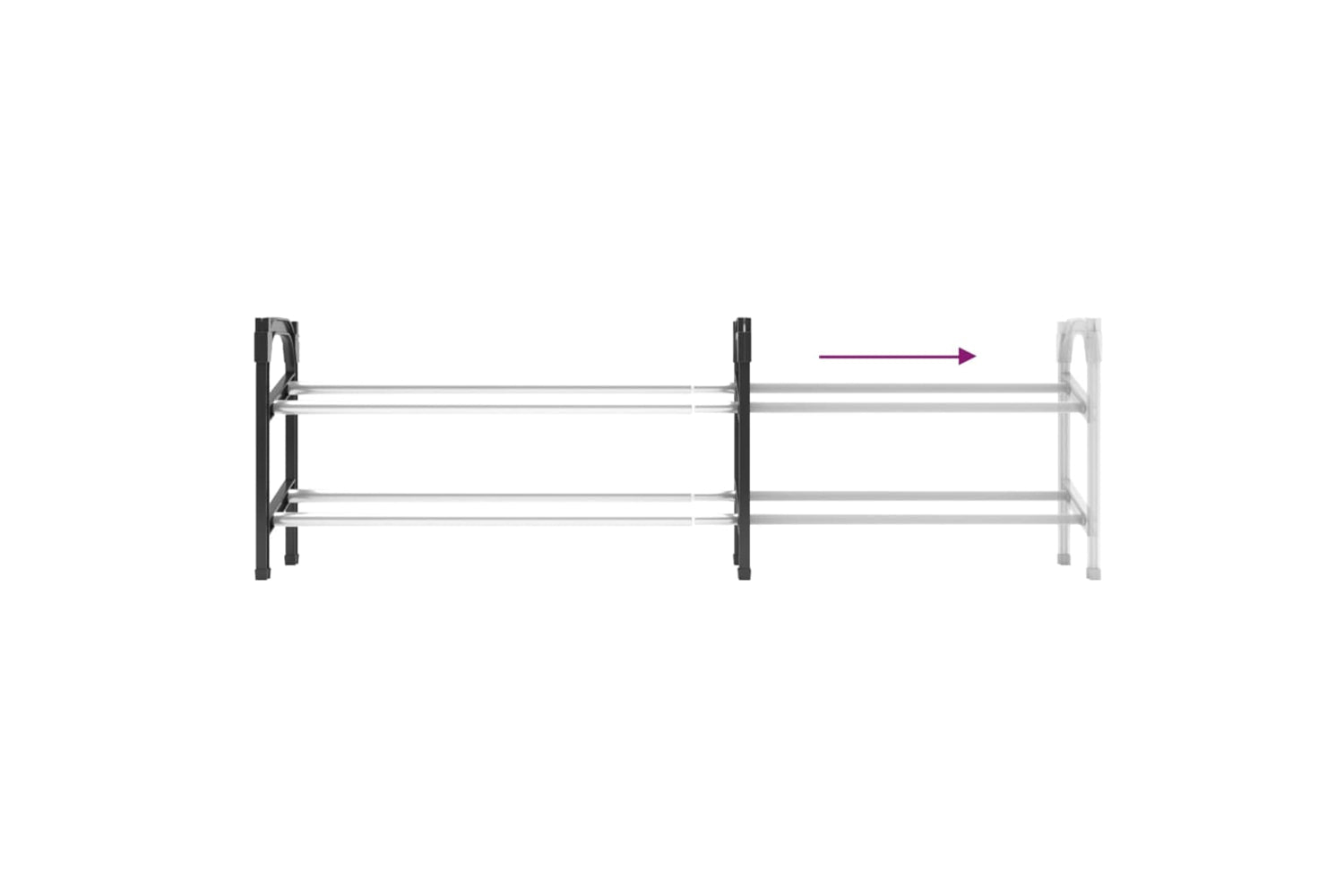 vidaXL 344369 Extendable Shoe Rack With 2 Shelves 119x24x37cm-4