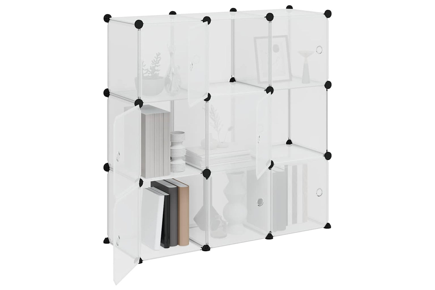 Vidaxl 340557 Storage Cube Organiser With 9 Cubes And Doors Transparent Pp-3