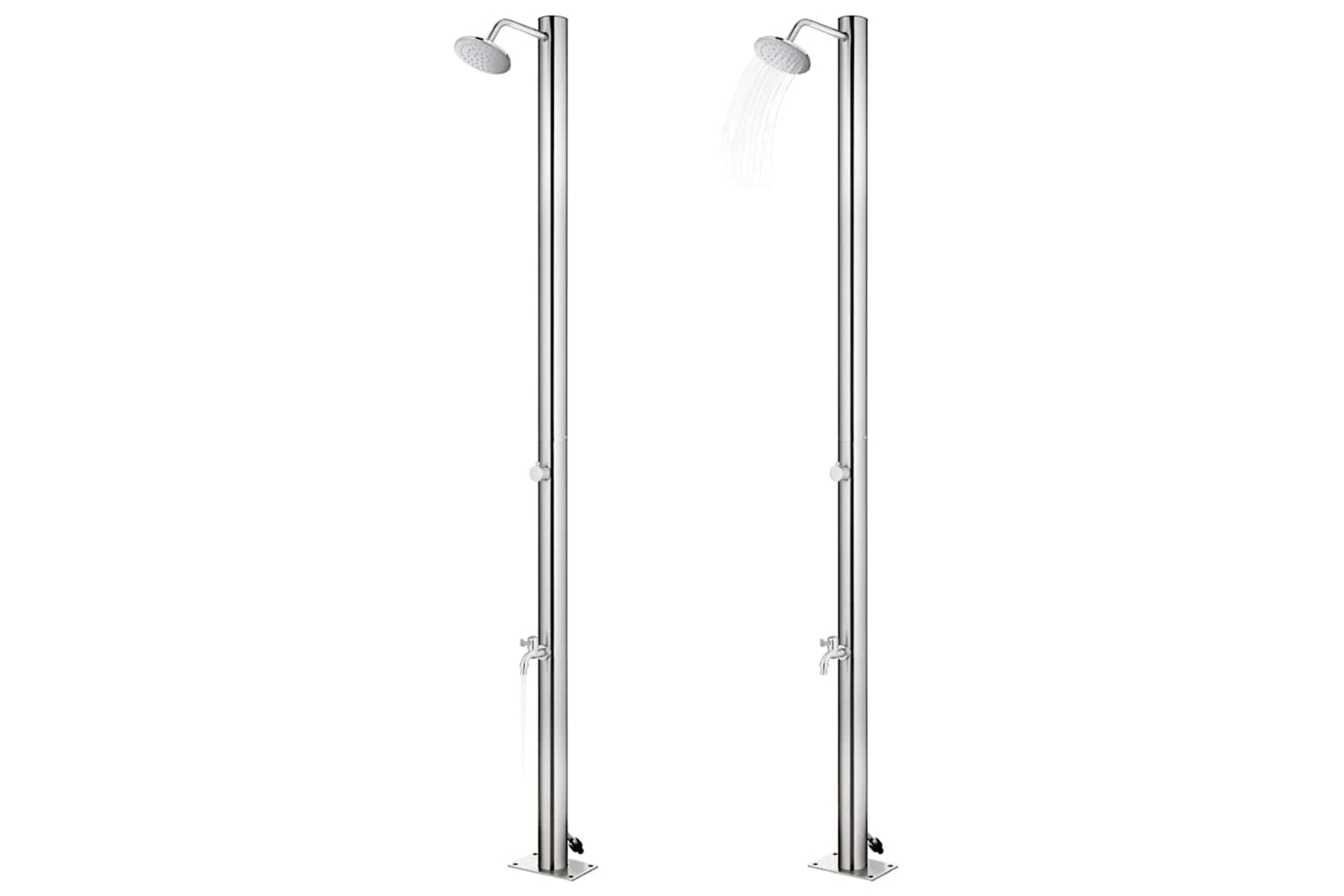 vidaXL 3070778 Garden Shower With Brown Base 220cm Stainless Steel-2