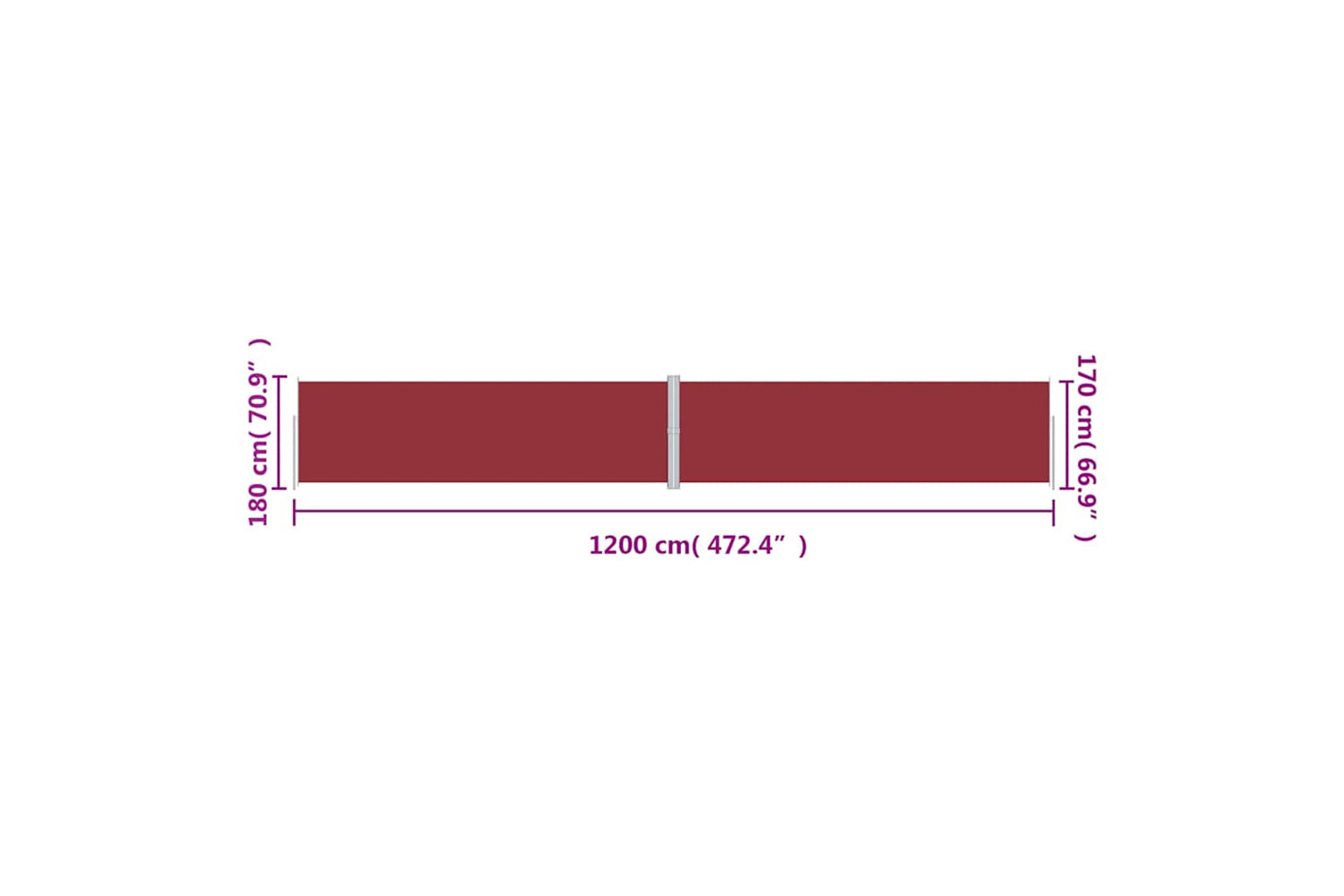 vidaXL 318077 Retractable Side Awning Red 180x1200cm-7