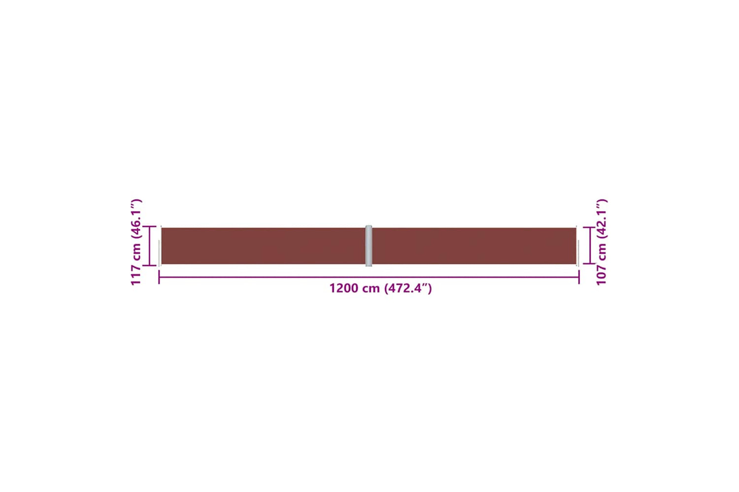 vidaXL 318057 Retractable Side Awning Brown 117x1200cm-7