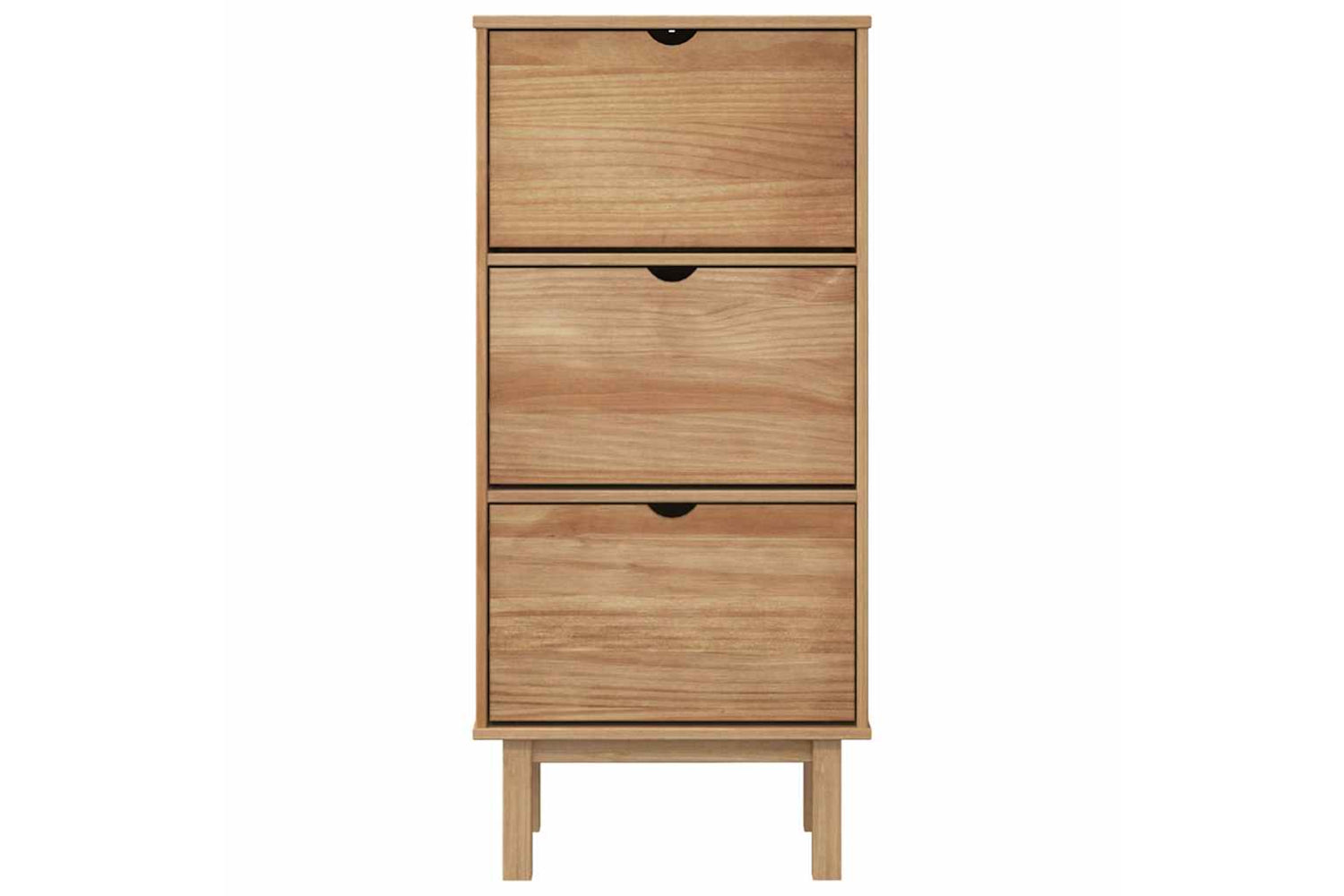 Vidaxl Shoe Cabinet Otta With 3 Drawers Brown Solid Wood Pine-3