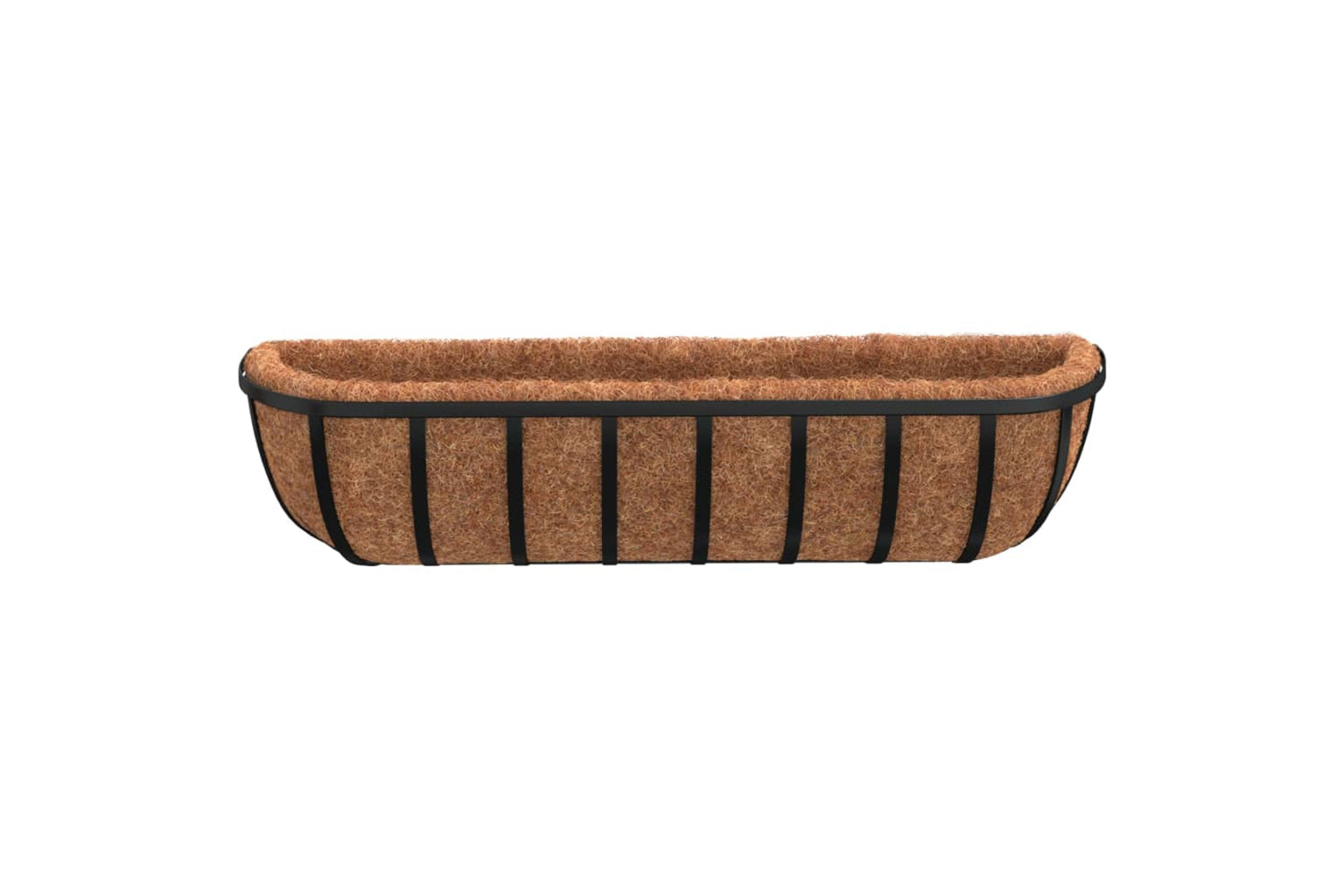 vidaXL 319355 Wall Troughs 2 Pcs With Coco Liners Black 76x21x16cm Steel-3