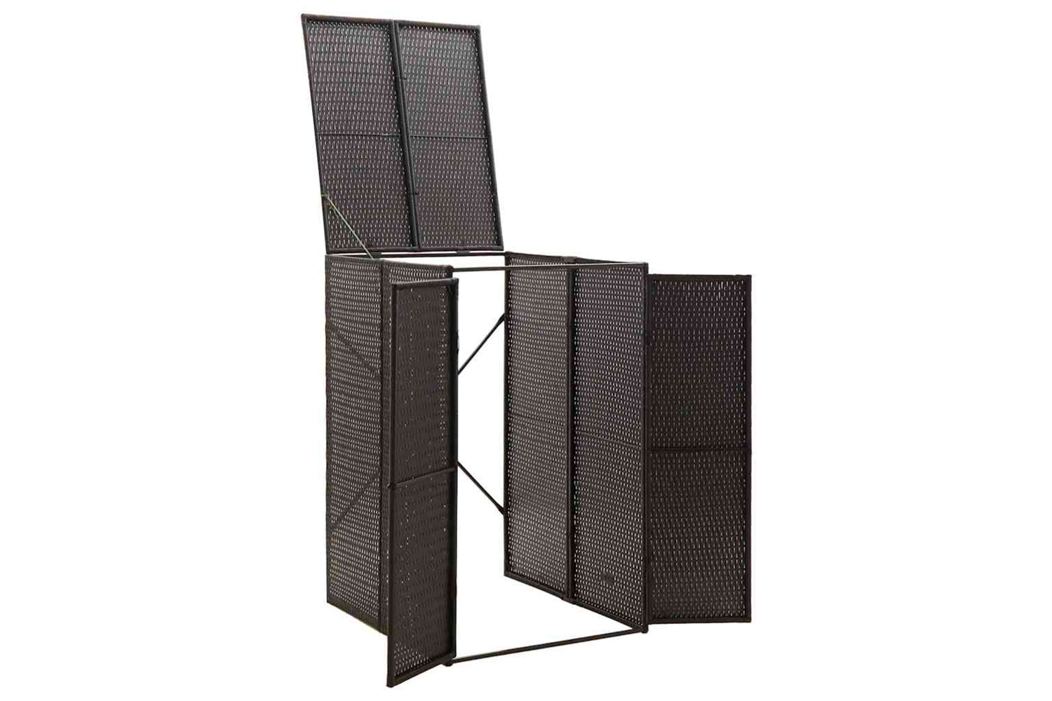 vidaXL 319860 Single Wheelie Bin Shed Black 70x80x117cm Poly Rattan-3