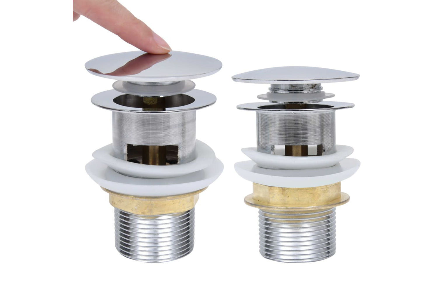 vidaXL 149064 Push Drain Without Overflow Function Silver 6.4x6.4x9.1cm-2