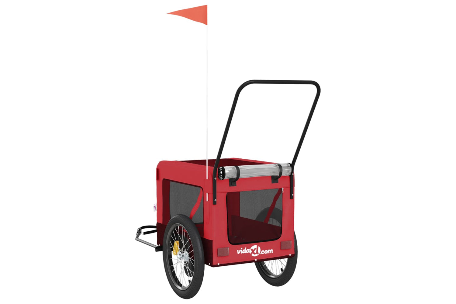 Vidaxl 93943 Pet Bike Trailer Red And Black Oxford Fabric And Iron-8
