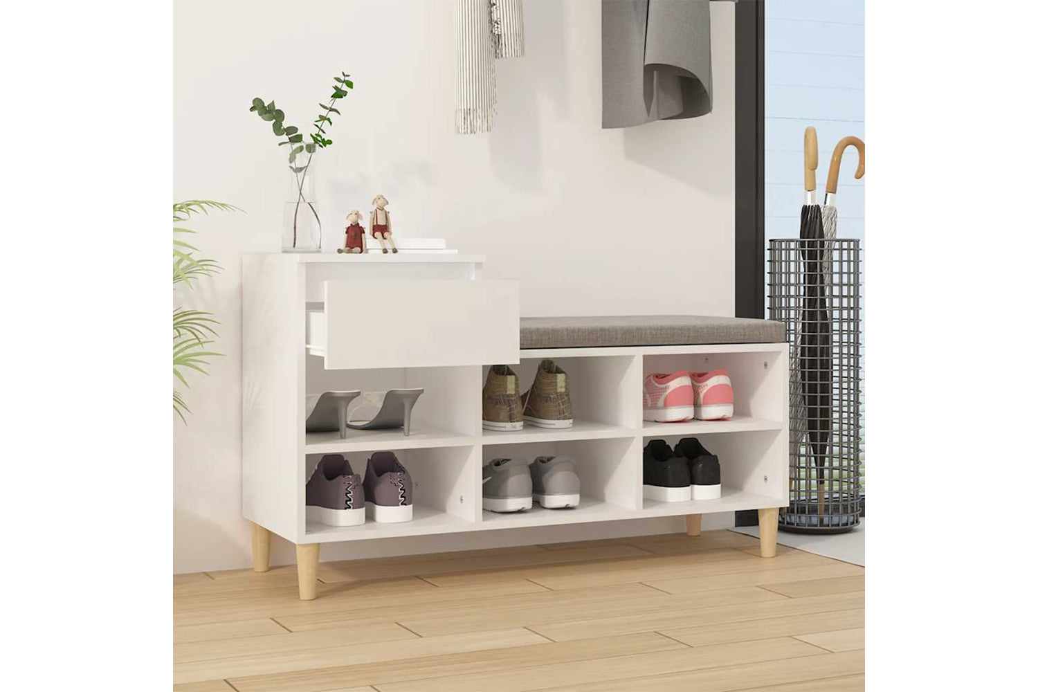 vidaXL 821204 Shoe Cabinet White 102x36x60cm Engineered Wood-2