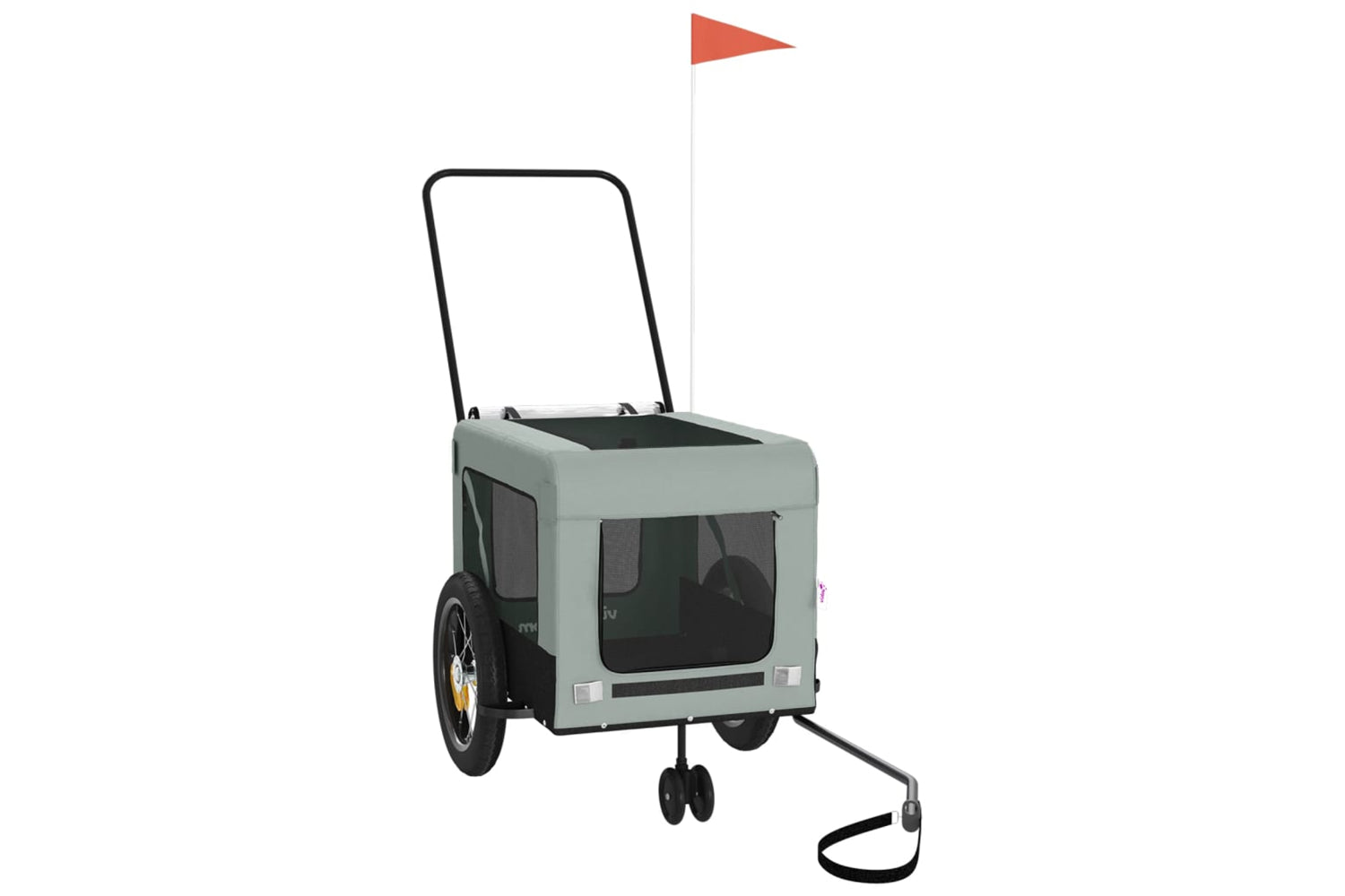 Vidaxl 93944 Pet Bike Trailer Grey And Black Oxford Fabric And Iron-3