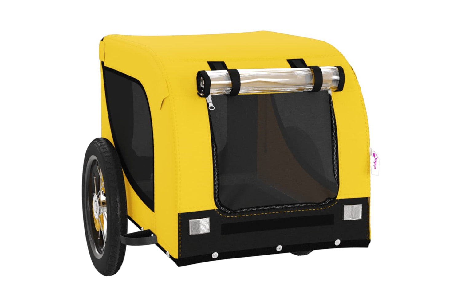 Vidaxl 93994 Pet Bike Trailer Yellow And Black Oxford Fabric And Iron-3