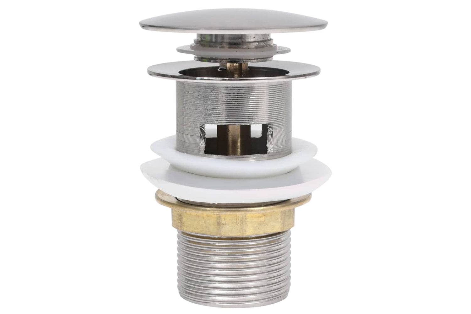 vidaXL 149059 Push Drain With Overflow Function Silver 6.4x6.4x9.1cm-3