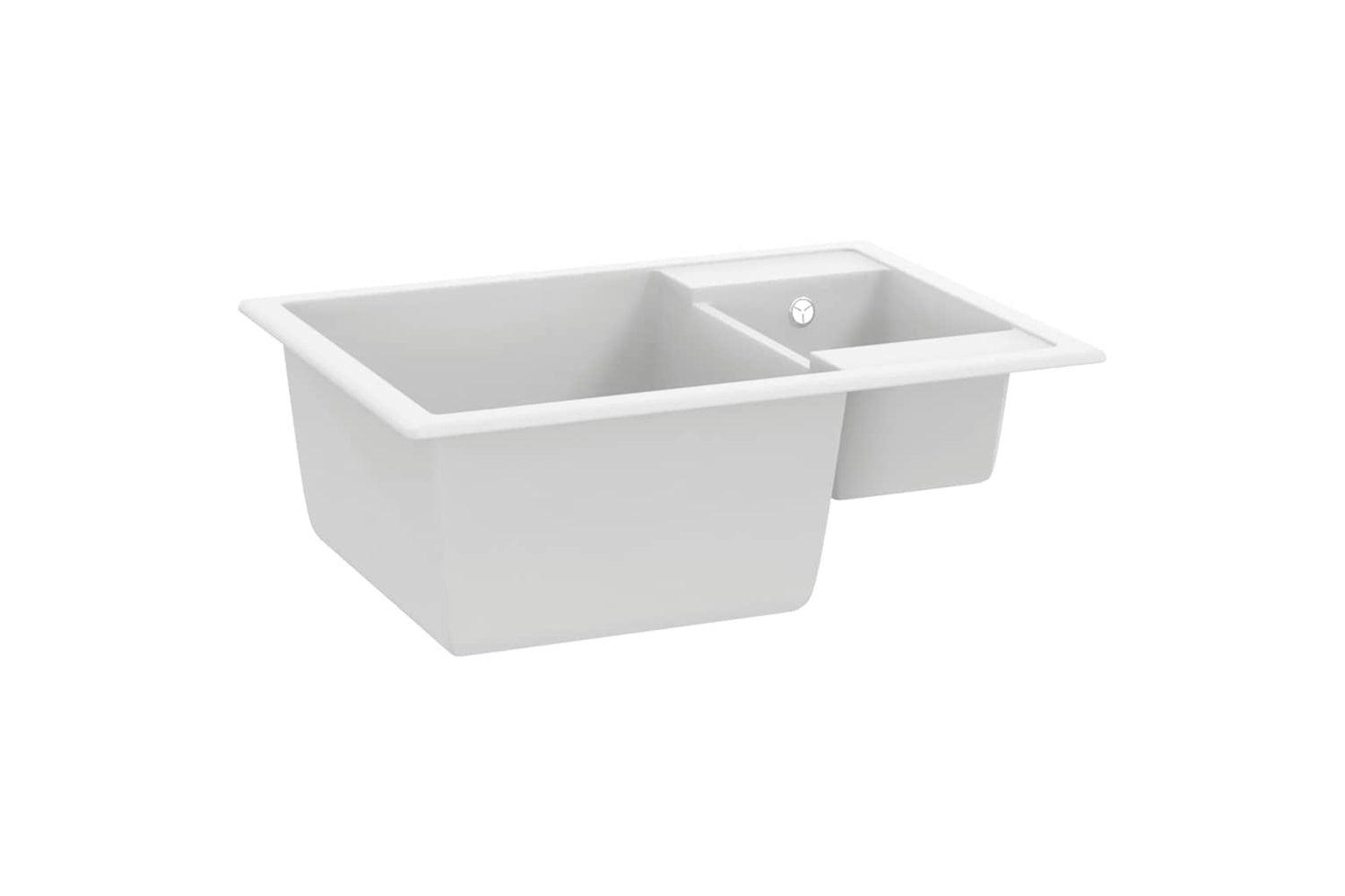 Vidaxl Kitchen Sink With Overflow Hole Double Basins White Granite-2