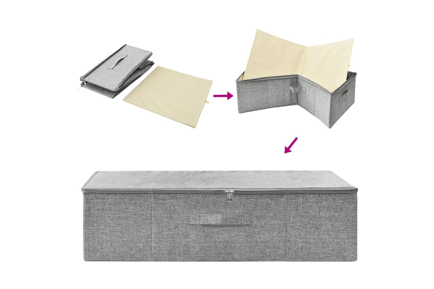 vidaXL 332905 Storage Box Fabric 70x40x18cm Grey-4