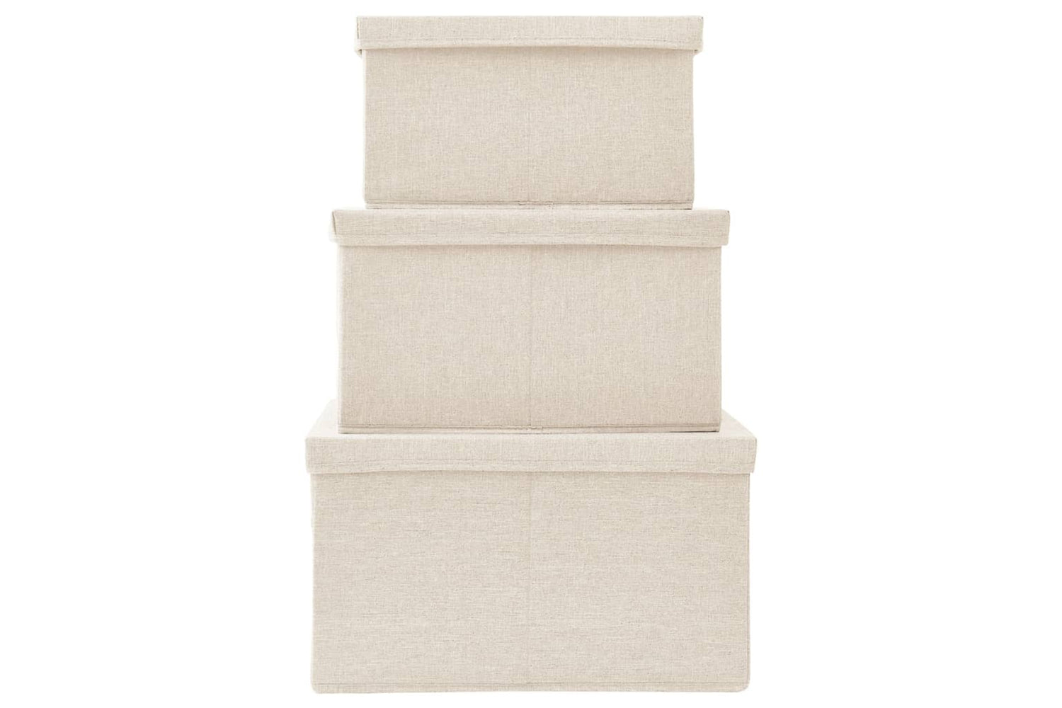 Vidaxl 332920 Stackable Storage Box Set Of 3 Piece Fabric Cream-4