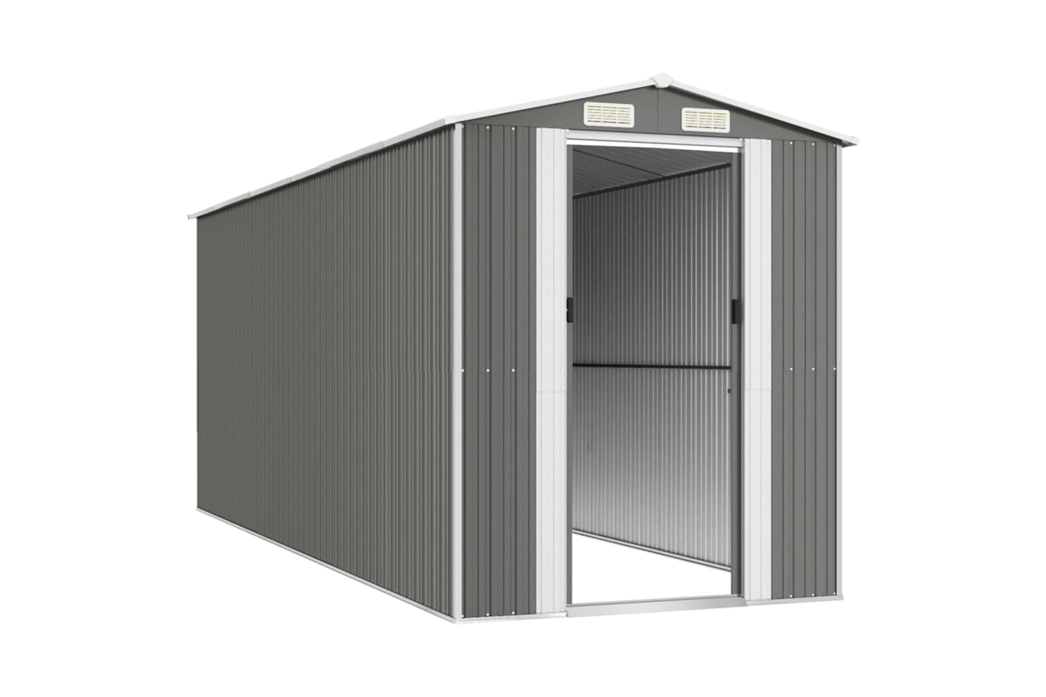 vidaXL 3147442 Garden Shed Light Grey 192x523x223cm Galvanised Steel-3