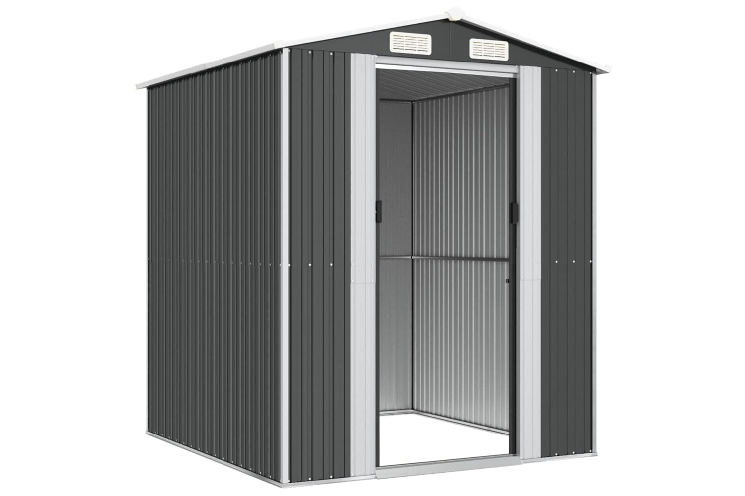 vidaXL 3147449 Garden Shed Anthracite 192x191x223cm Galvanised Steel-3