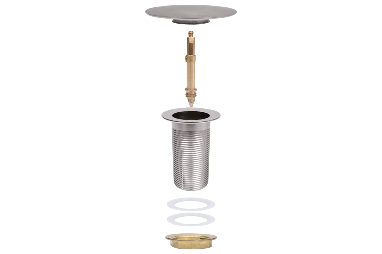 vidaXL 149064 Push Drain Without Overflow Function Silver 6.4x6.4x9.1cm-7