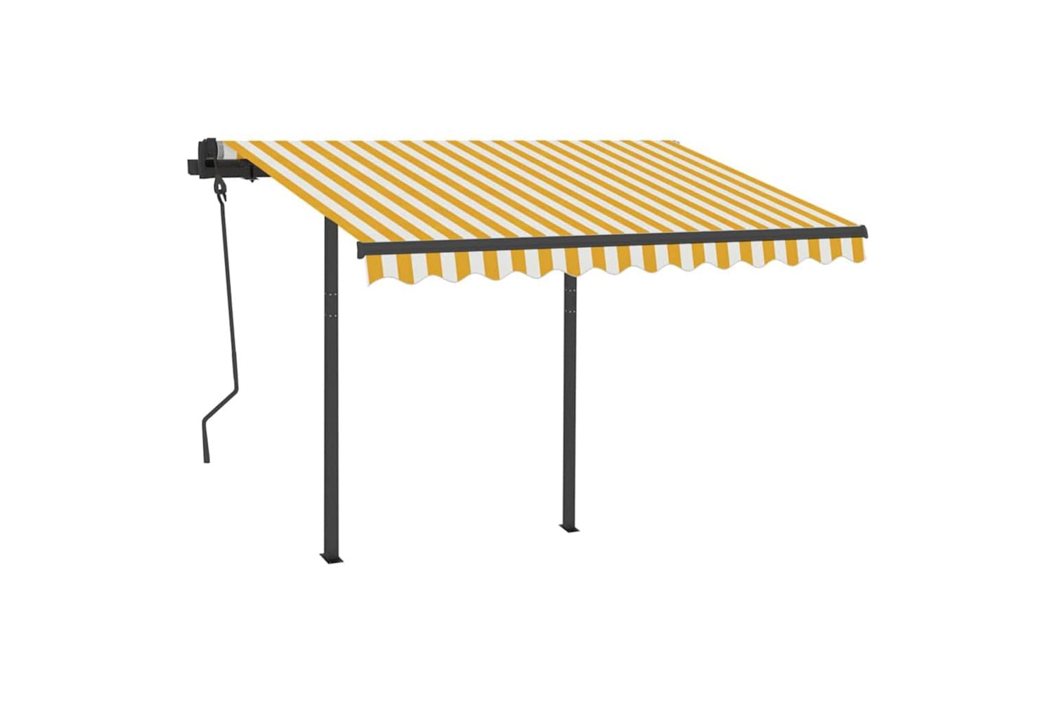 Vidaxl Manual Retractable Awning With Led 3x2.5 M Yellow And White-2