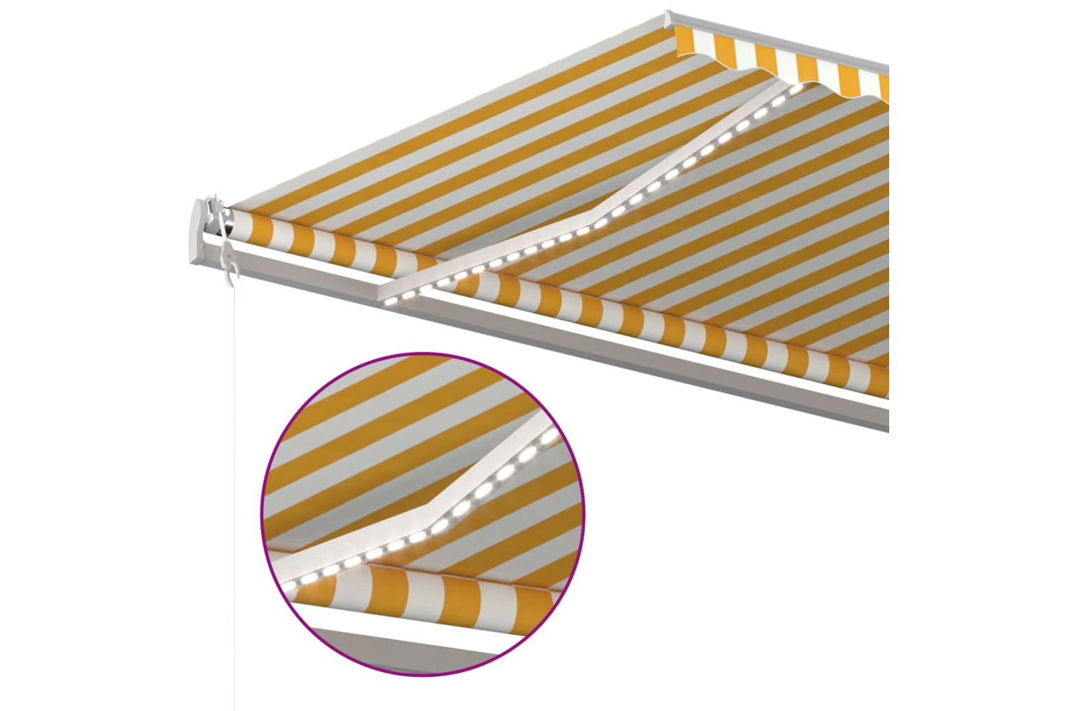 Vidaxl 3070083 Manual Retractable Awning With Led 6x3.5 M Yellow And White-6