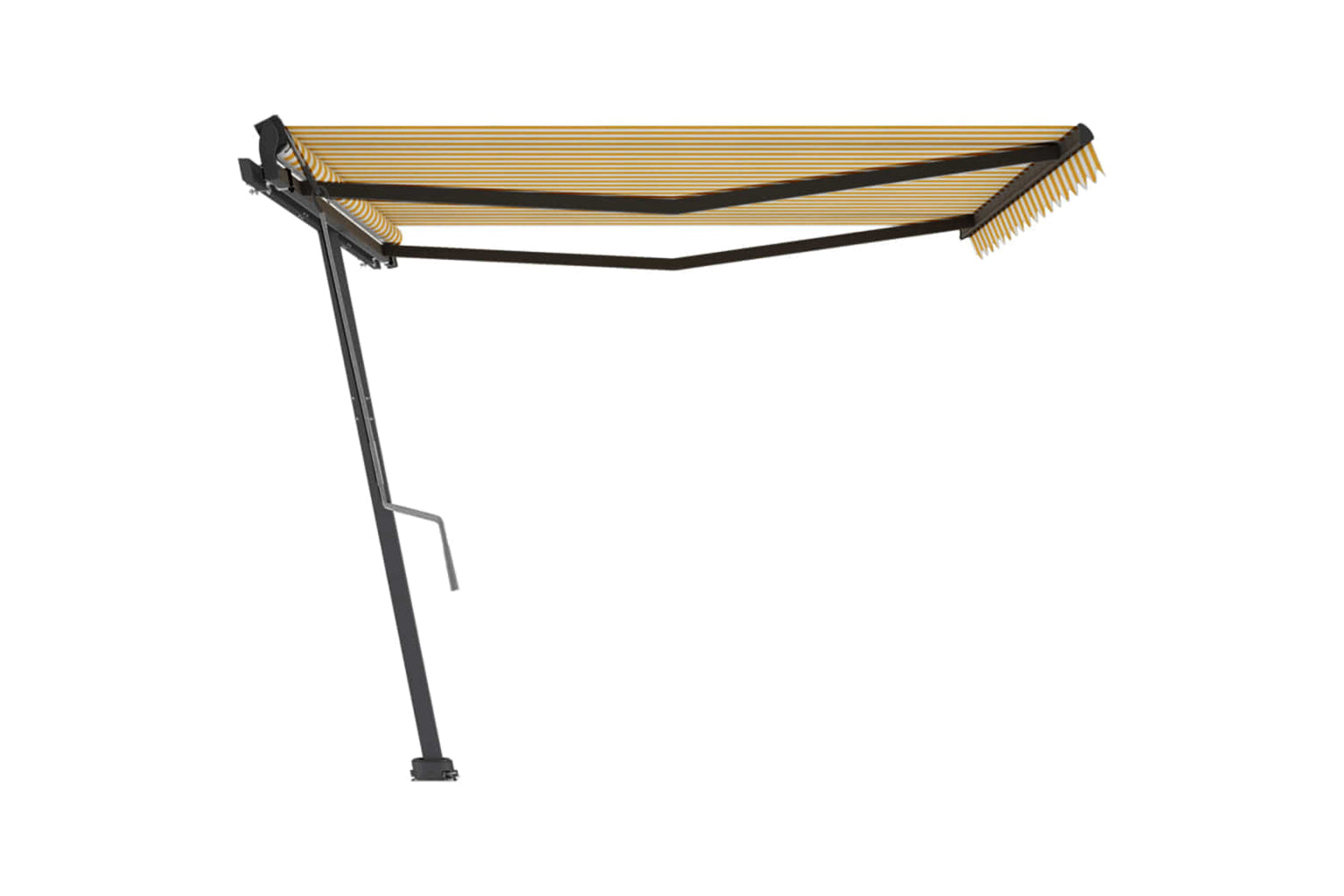 vidaXL 3069838 Freestanding Manual Retractable Awning 450x350cm Yellow/white-5