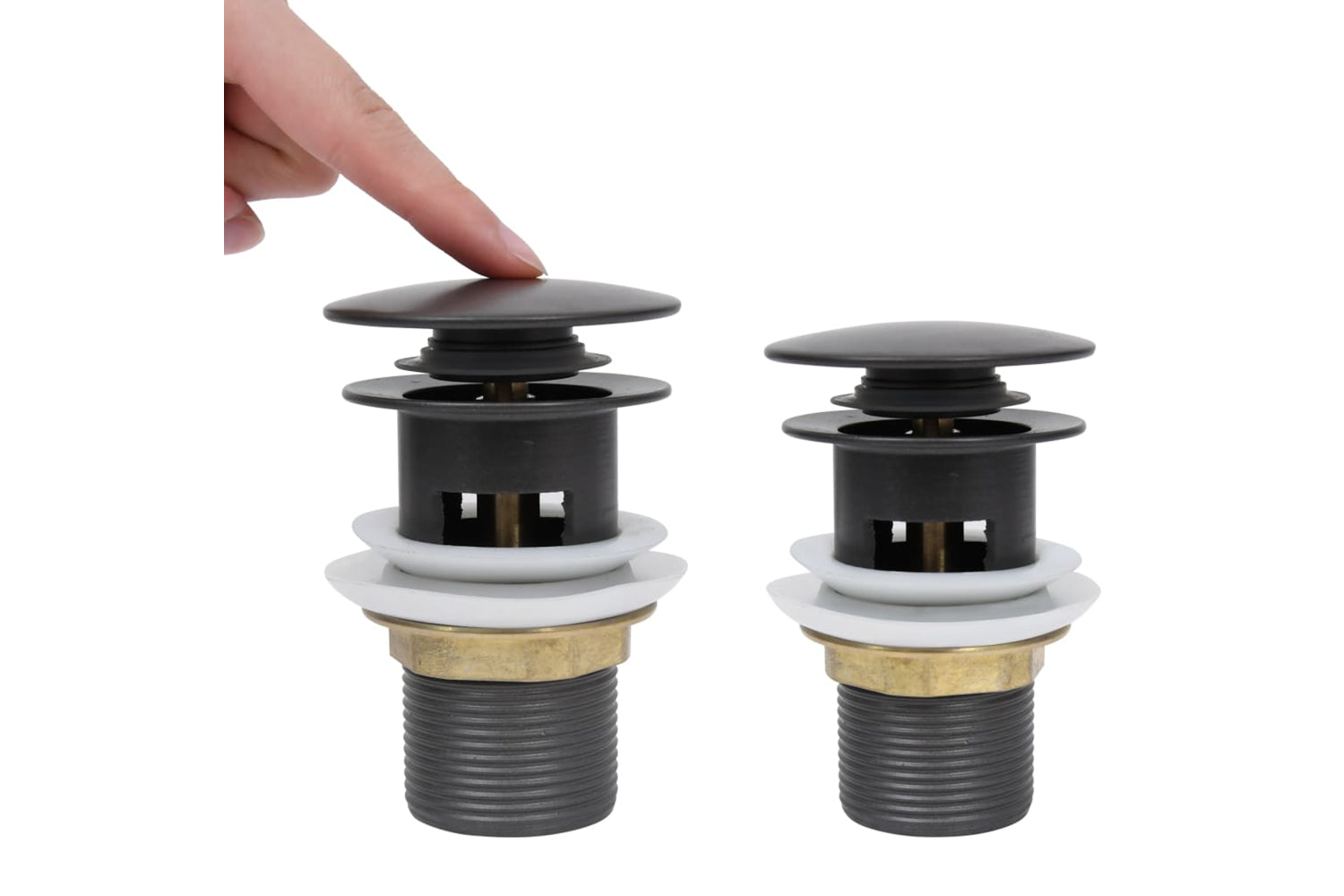 vidaXL 149058 Push Drain With Overflow Function Grey 6.4x6.4x9.1cm-5