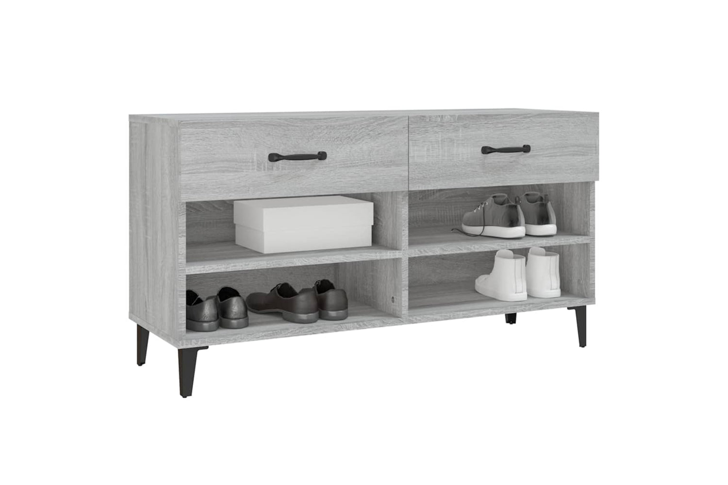 vidaXL 817571 Shoe Cabinet Grey Sonoma 102x35x55cm Engineered Wood-3