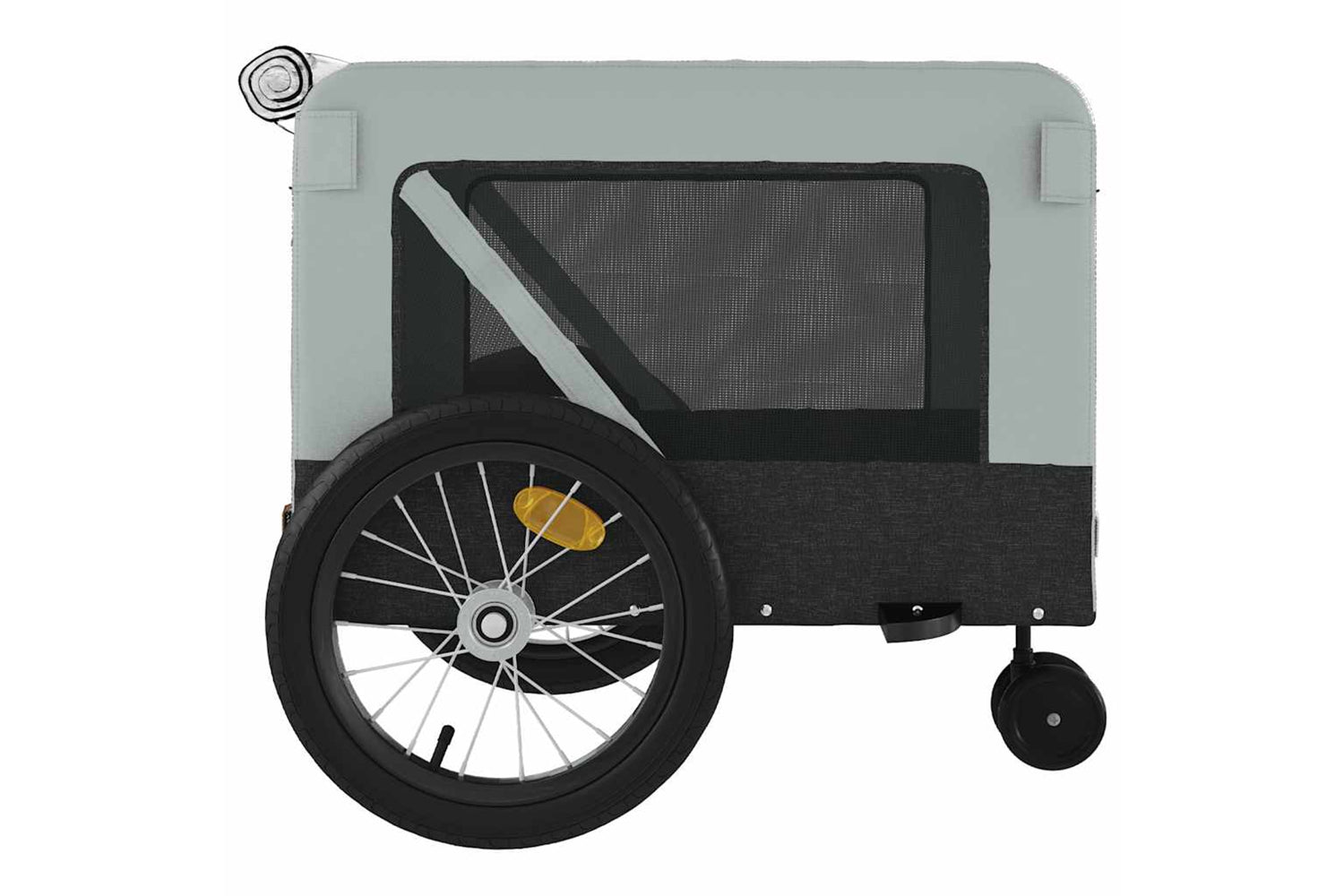 Vidaxl 93937 Pet Bike Trailer Grey And Black Oxford Fabric And Iron-7