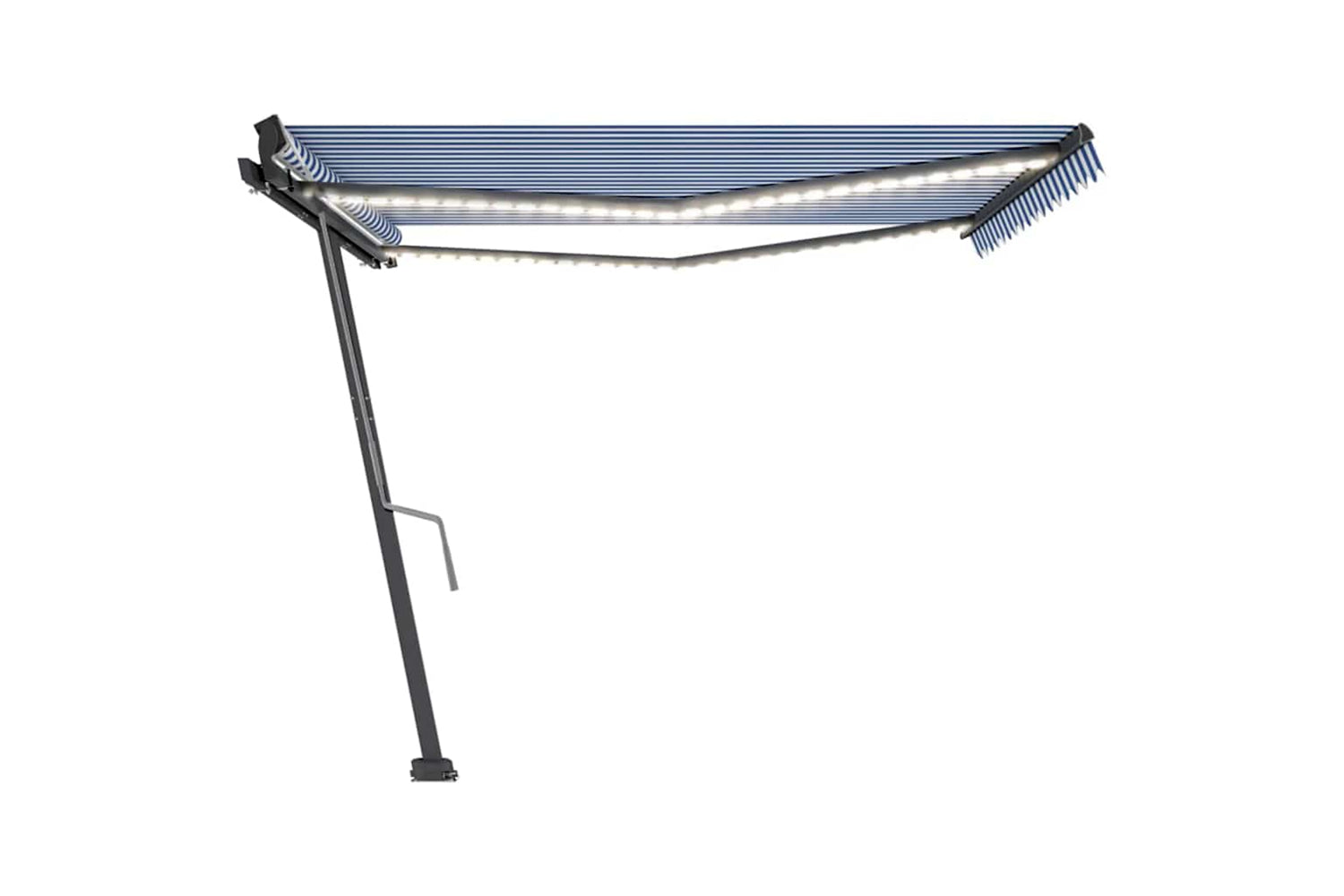 Vidaxl Manual Retractable Awning With Led 450x300 Cm Blue And White-4