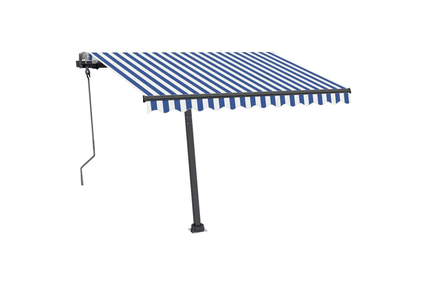 Vidaxl Manual Retractable Awning With Led 300x250 Cm Blue And White-4