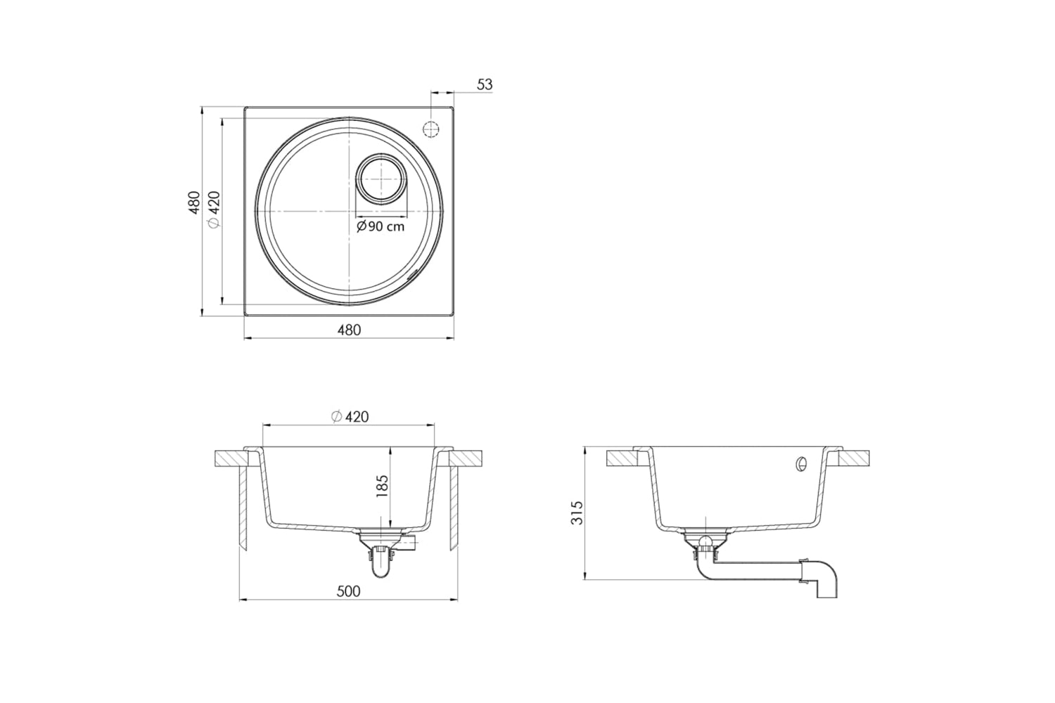 Vidaxl Kitchen Sink With Overflow Hole Black Granite-7