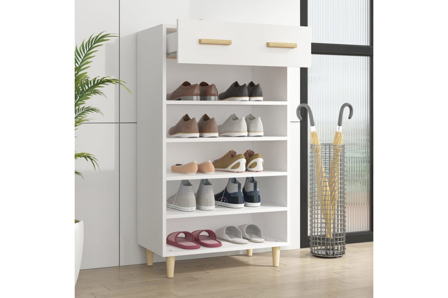 vidaXL 812780 Shoe Cabinet White 60x35x105cm Engineered Wood-2