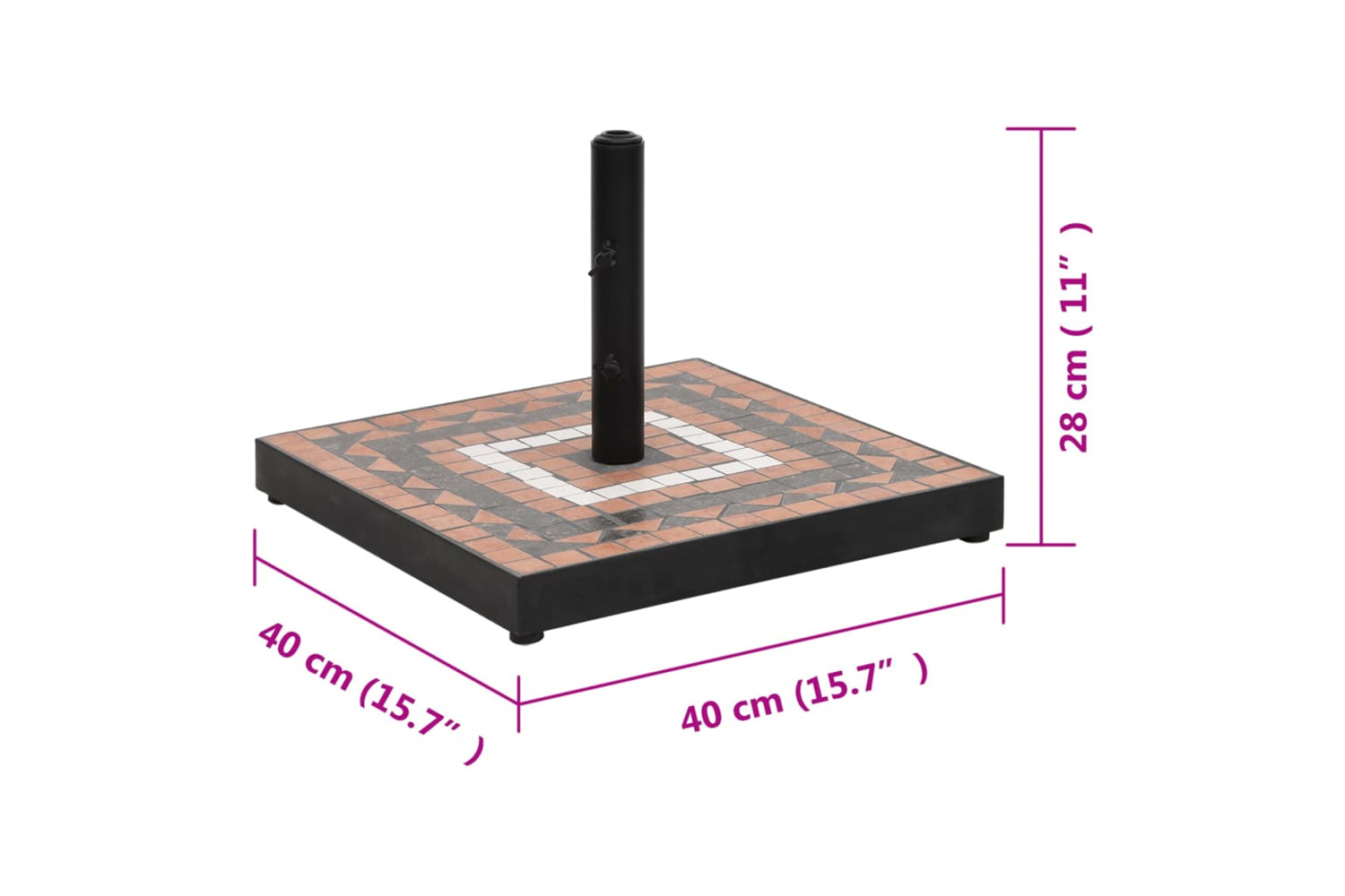 Vidaxl Parasol Base Terracotta And White Square 12 Kg-7