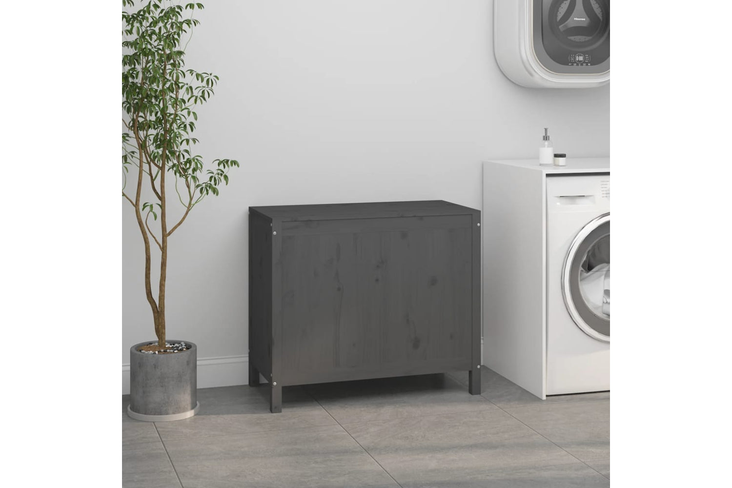 vidaXL 823581 Laundry Box Grey 88.5x44x76cm Solid Wood Pine-2