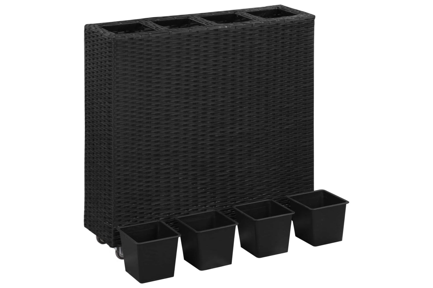 vidaXL 46948 Garden Raised Bed With 4 Pots 80x22x79cm Poly Rattan Black-3