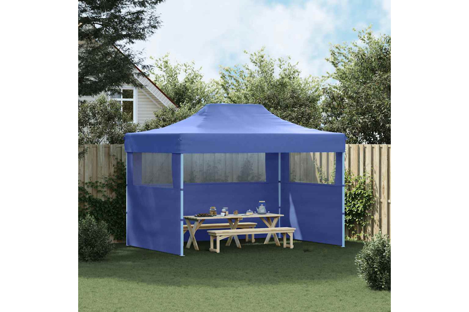 Vidaxl Professional Folding Party Tent With 3 Sidewalls 3x4 M Steel Blue-2