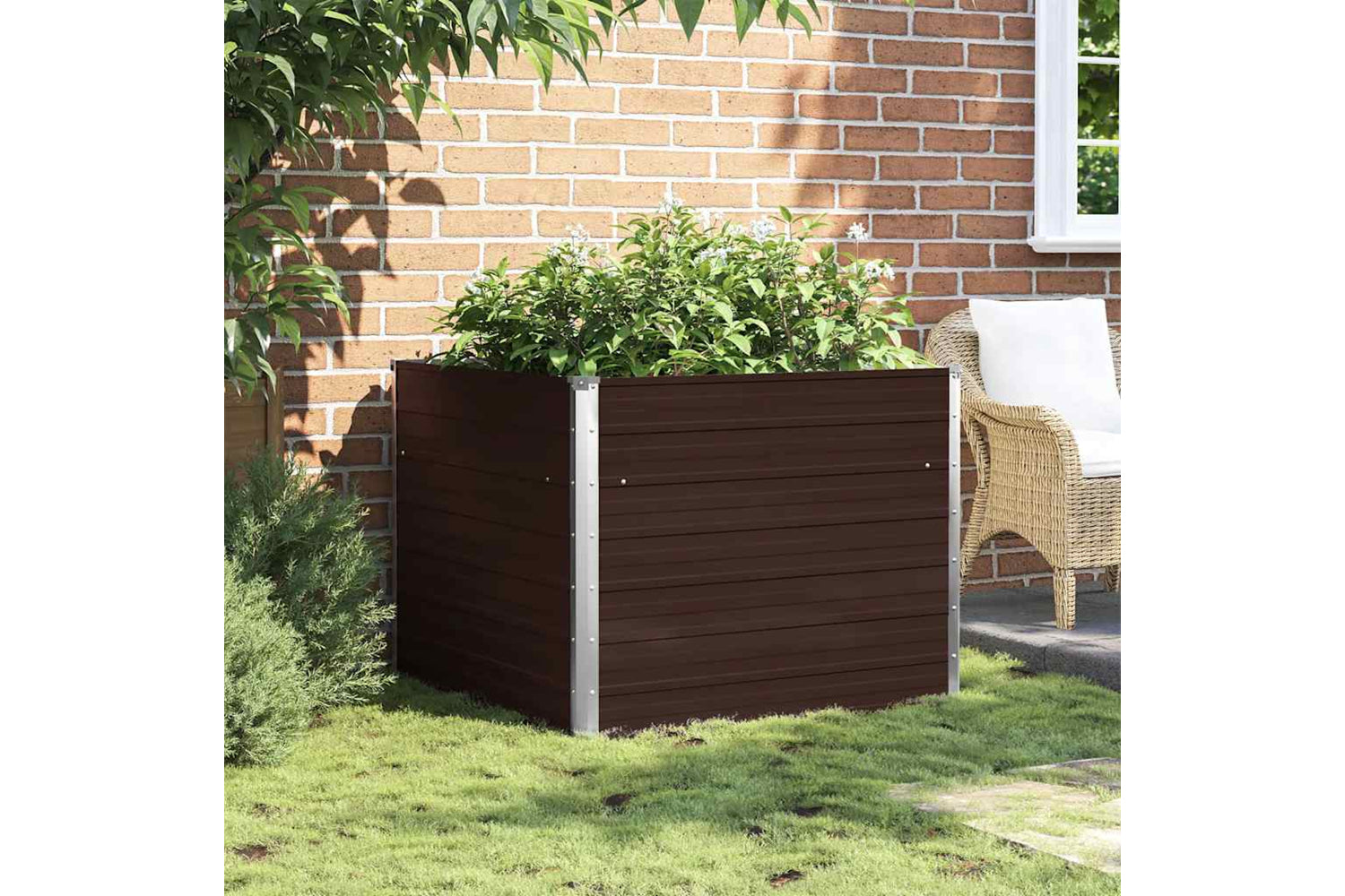 Vidaxl Raised Garden Bed Brown 100x100x77 Cm Galvanised Steel-2
