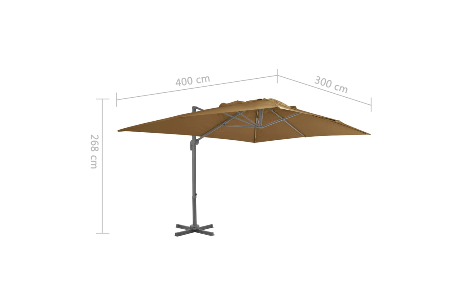 vidaXL 44639 Cantilever Umbrella With Aluminium Pole 400x300cm Taupe-9