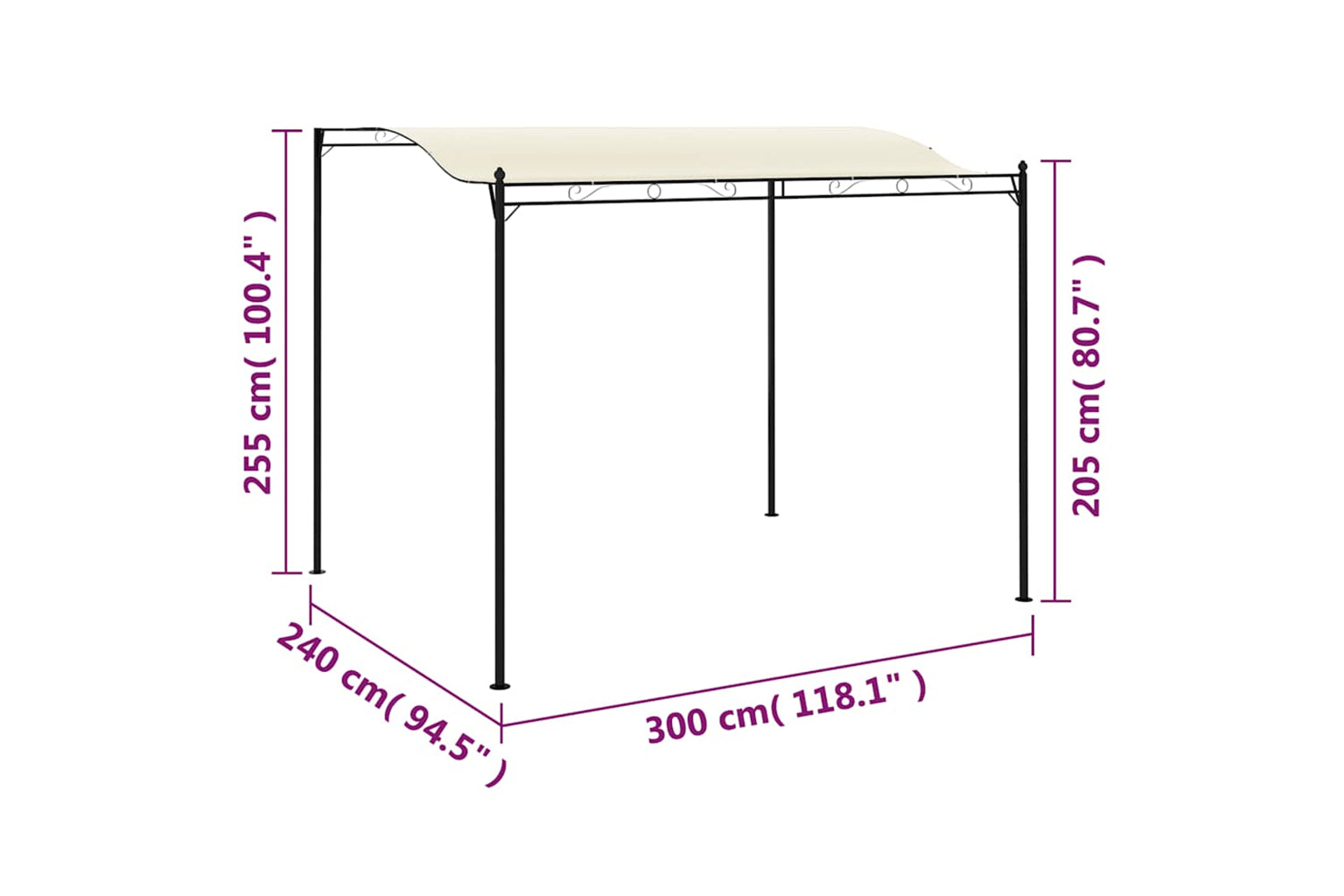 Vidaxl 43217 Gazebo Fabric Cream White-8