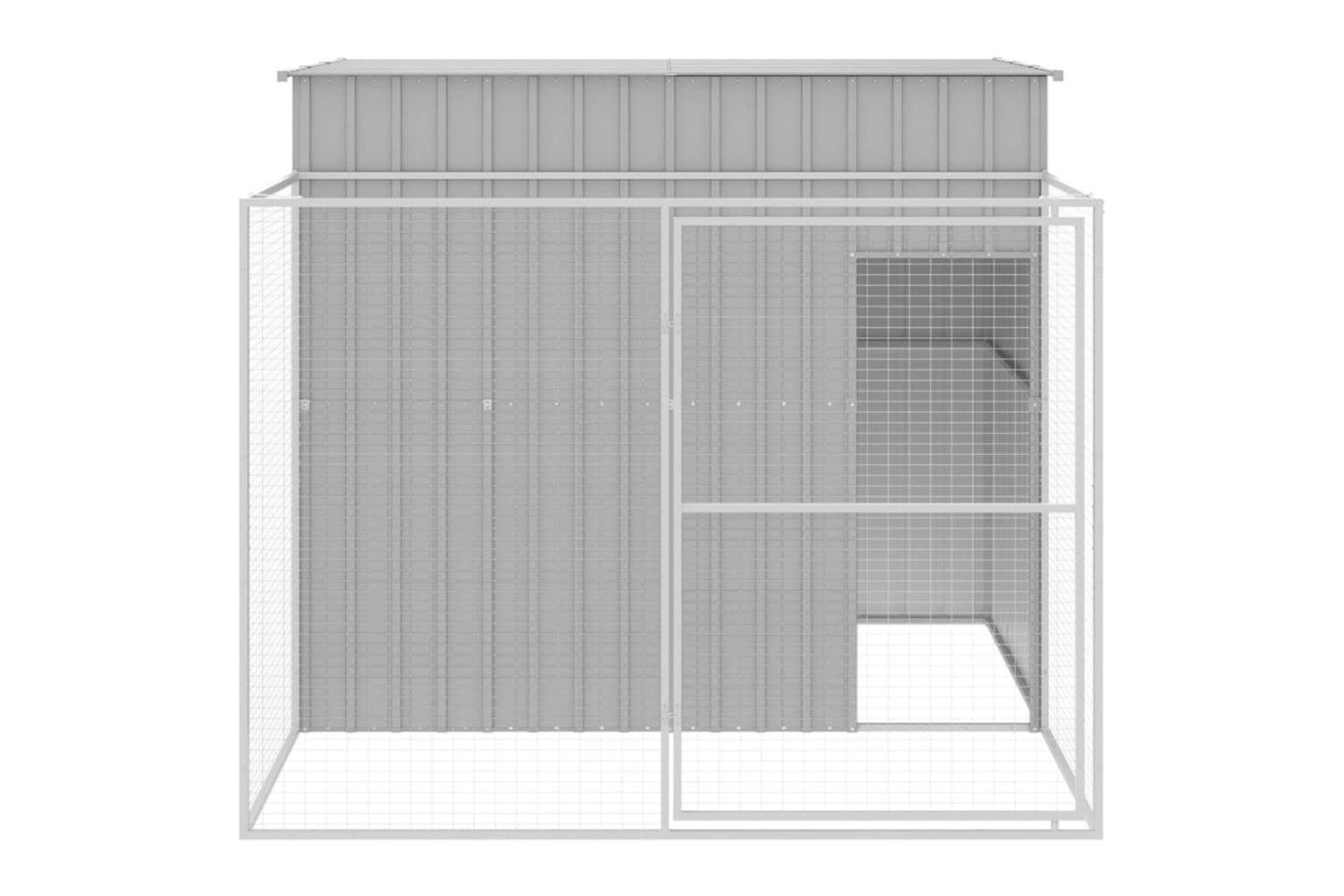 vidaXL 3189125 Dog House With Run Light Grey 214x253x181cm Galvanised Steel-2