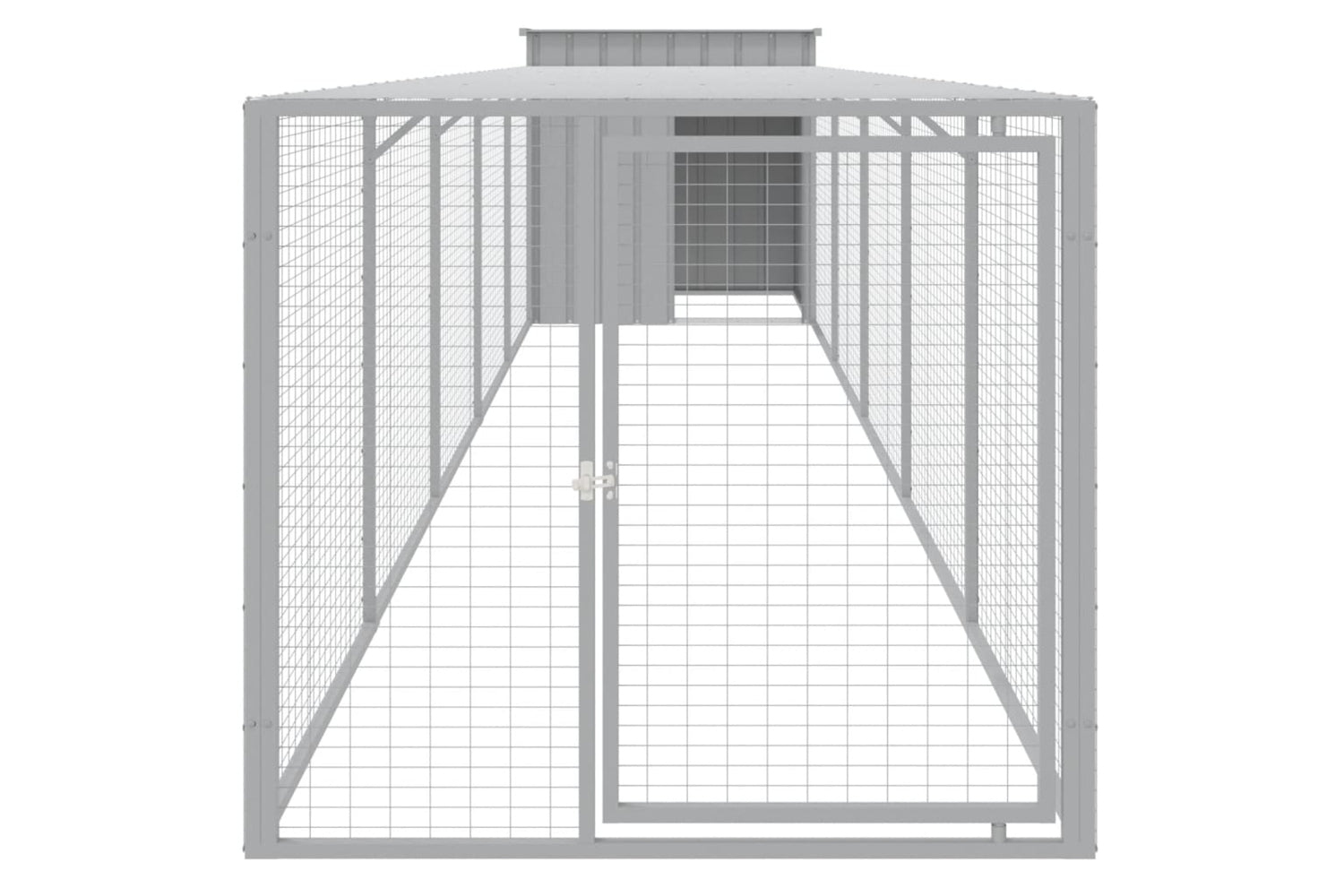vidaXL 3189095 Chicken Cage With Run Light Grey 110x609x110cm Galvanised Steel-2