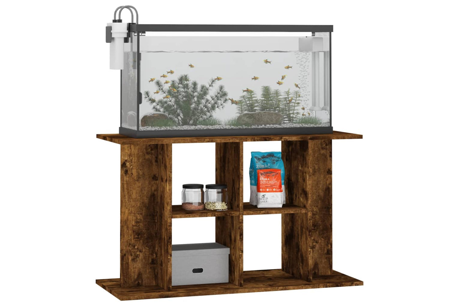 vidaXL 833588 Aquarium Stand Smoked Oak 100x40x60cm Engineered Wood-2