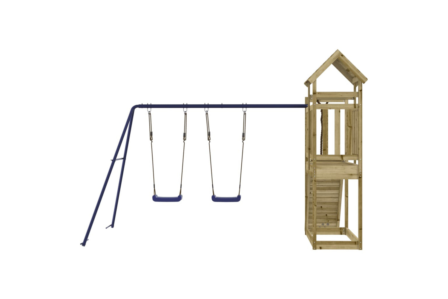 Vidaxl 3155971 Playhouse With Climbing Wall Swings Impregnated Wood Pine-7